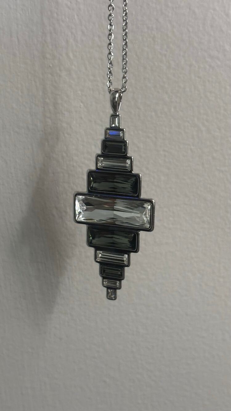 Touchstone Crystal by Swarovski 32 inch adjustable chain, teardrop pendant